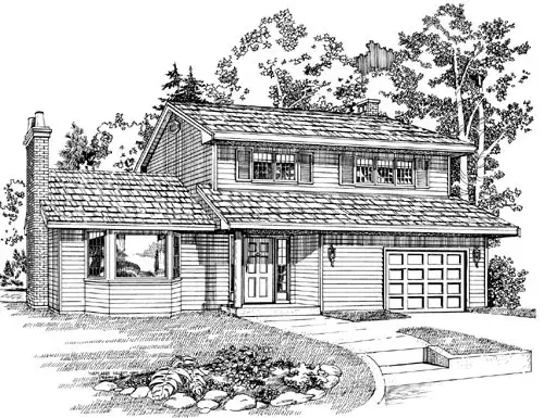 Traditional house plans 35-517 - front exterior, 1,534 sq ft, 3 bed, 1 bath house plans | Monster House Plans