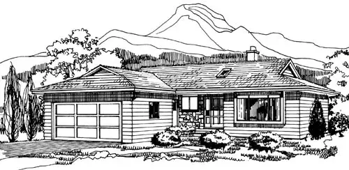 Traditional house plans 35-518 - front exterior, 1,289 sq ft, 3 bed, 1 bath house plans | Monster House Plans