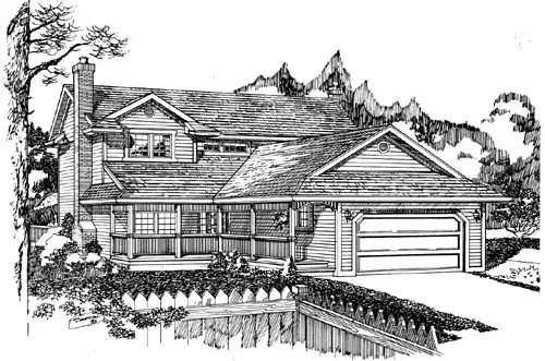 Traditional house plans 35-520 - front exterior, 1,920 sq ft, 3 bed, 2 bath house plans | Monster House Plans