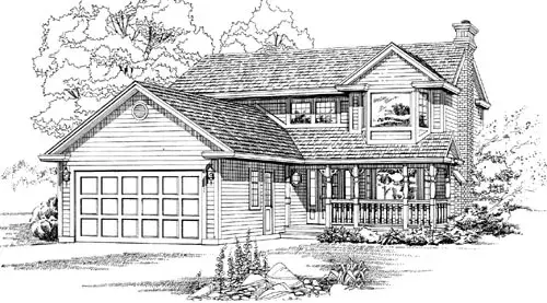 Country house plans 35-528 - front exterior, 1,956 sq ft, 3 bed, 2 bath house plans | Monster House Plans