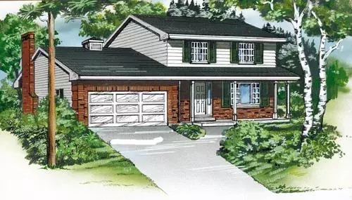 Traditional house plans 35-529 - front exterior, 1,988 sq ft, 4 bed, 2 bath house plans | Monster House Plans