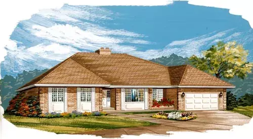 Traditional house plans 35-531 - front exterior, 2,042 sq ft, 3 bed, 2 bath house plans | Monster House Plans