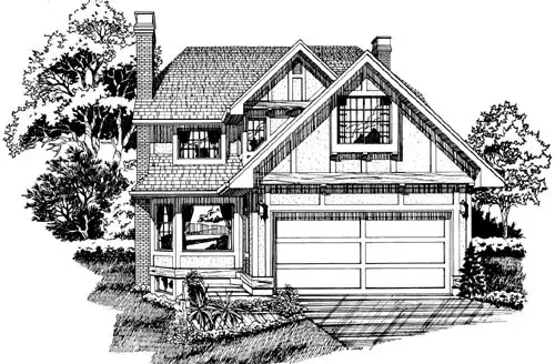 European house plans 35-535 - front exterior, 2,257 sq ft, 3 bed, 2 bath house plans | Monster House Plans