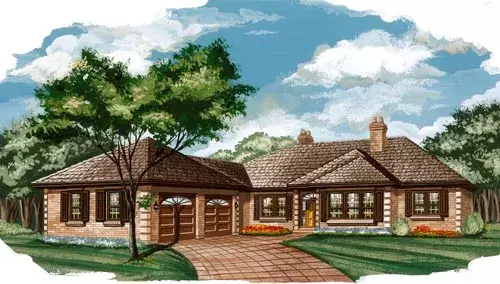 Traditional house plans 35-541 - front exterior, 1,937 sq ft, 3 bed, 2 bath house plans | Monster House Plans