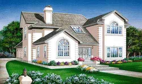European house plans 35-543 - front exterior, 2,837 sq ft, 3 bed, 3 bath house plans | Monster House Plans