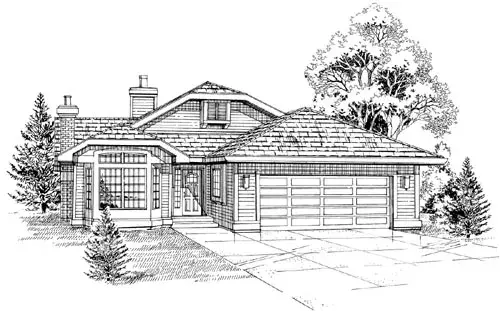 Traditional house plans 35-552 - front exterior, 1,805 sq ft, 4 bed, 2 bath house plans | Monster House Plans