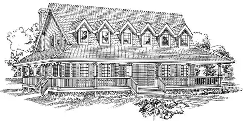 Farmhouse house plans 35-559 - front exterior, 2,368 sq ft, 3 bed, 2 bath house plans | Monster House Plans