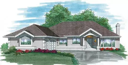 Sunbelt house plans 35-564 - front exterior, 2,804 sq ft, 3 bed, 2 bath house plans | Monster House Plans
