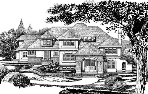 European house plans 35-570 - front exterior, 4,235 sq ft, 4 bed, 4 bath house plans | Monster House Plans