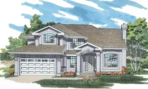 Sunbelt house plans 35-574 - front exterior, 2,346 sq ft, 4 bed, 3 bath house plans | Monster House Plans
