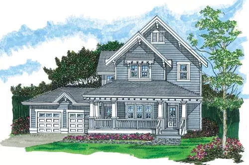 Craftsman house plans 35-580 - front exterior, 1,990 sq ft, 3 bed, 2 bath house plans | Monster House Plans