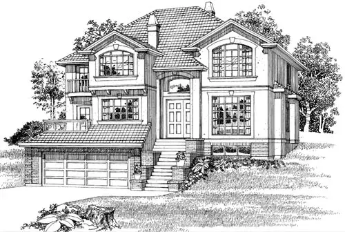 European house plans 35-585 - front exterior, 3,068 sq ft, 4 bed, 2 bath house plans | Monster House Plans