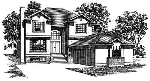 Traditional house plans 35-586 - front exterior, 3,207 sq ft, 4 bed, 2 bath house plans | Monster House Plans