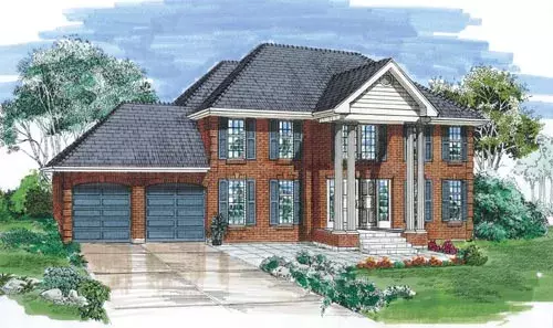 Southern Colonial house plans 35-590 - front exterior, 2,904 sq ft, 4 bed, 2 bath house plans | Monster House Plans