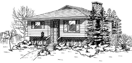 Traditional house plans 35-592 - front exterior, 1,031 sq ft, 2 bed, 1 bath house plans | Monster House Plans