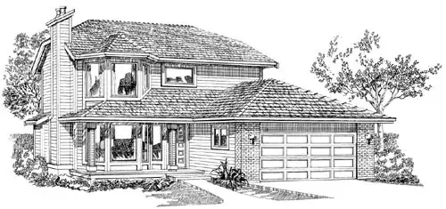 Traditional house plans 35-598 - front exterior, 1,847 sq ft, 3 bed, 2 bath house plans | Monster House Plans