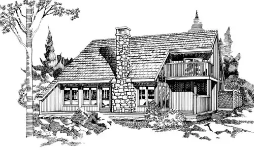 Contemporary house plans 35-599 - front exterior, 1,946 sq ft, 2 bed, 2 bath house plans | Monster House Plans