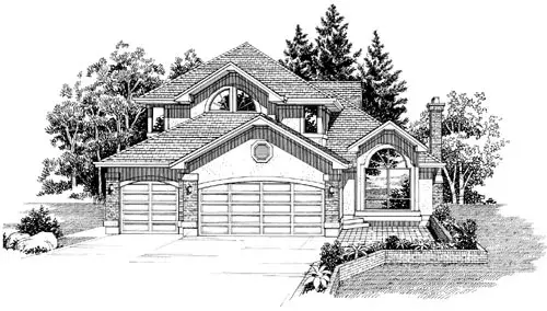 Southwest house plans 35-602 - front exterior, 2,826 sq ft, 3 bed, 2 bath house plans | Monster House Plans