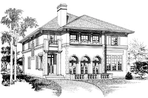 Mediterranean house plans 35-604 - front exterior, 4,442 sq ft, 4 bed, 4 bath house plans | Monster House Plans