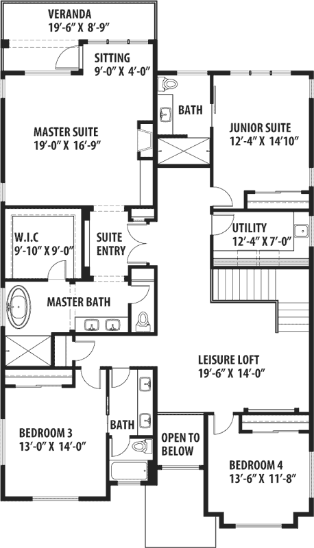 Upper/Second Floor Plan:36-105