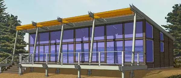 Contemporary house plans 36-107 - front exterior, 1,152 sq ft, 3 bed, 2 bath house plans | Monster House Plans