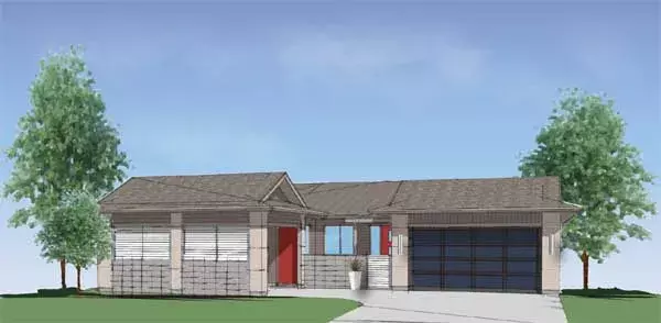 Modern house plans 36-118 - front exterior, 2,150 sq ft, 3 bed, 2 bath house plans | Monster House Plans