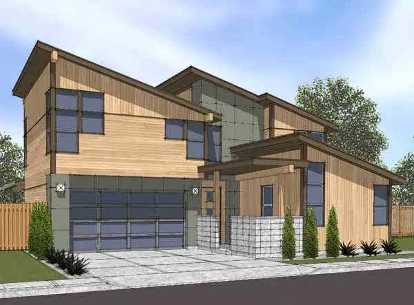 Modern house plans 36-119 - front exterior, 2,250 sq ft, 4 bed, 3 bath house plans | Monster House Plans