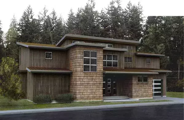 Modern house plans 36-121 - front exterior, 2,312 sq ft, 3 bed, 2 bath house plans | Monster House Plans