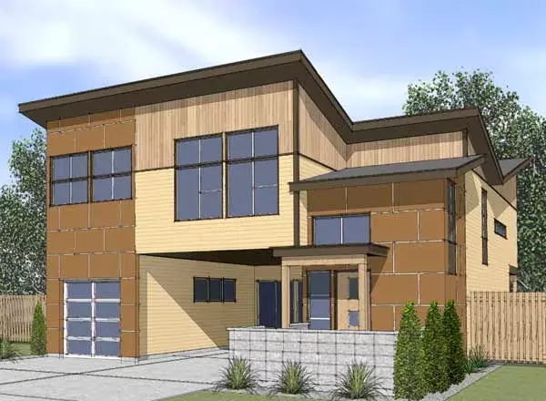 Modern house plans 36-122 - front exterior, 2,405 sq ft, 3 bed, 2 bath house plans | Monster House Plans