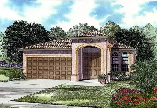 Mediterranean house plans 37-116 - front exterior, 1,744 sq ft, 3 bed, 2 bath house plans | Monster House Plans