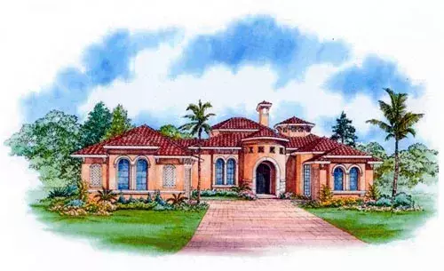 Mediterranean house plans 37-122 - front exterior, 3,446 sq ft, 3 bed, 3 bath house plans | Monster House Plans