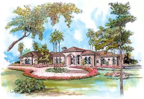 Mediterranean house plans 37-125 - front exterior, 3,631 sq ft, 4 bed, 3 bath house plans | Monster House Plans
