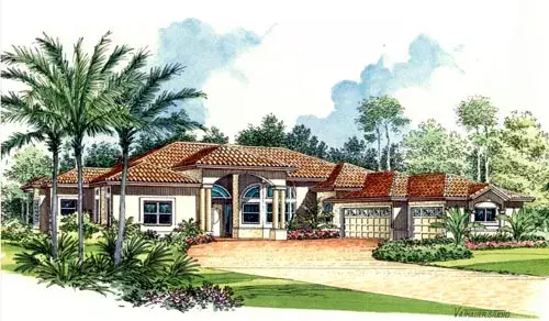 Florida house plans 37-126 - front exterior, 3,775 sq ft, 4 bed, 3 bath house plans | Monster House Plans