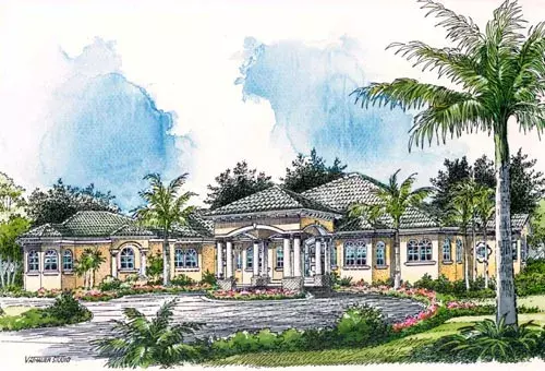 Mediterranean house plans 37-129 - front exterior, 4,680 sq ft, 3 bed, 2 bath house plans | Monster House Plans