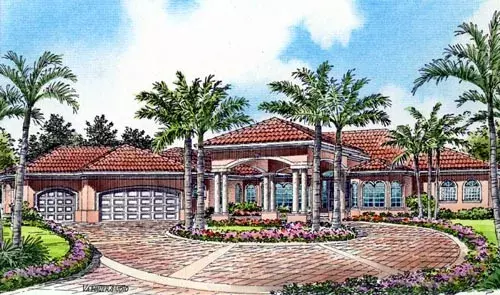 Mediterranean house plans 37-130 - front exterior, 5,084 sq ft, 6 bed, 6 bath house plans | Monster House Plans