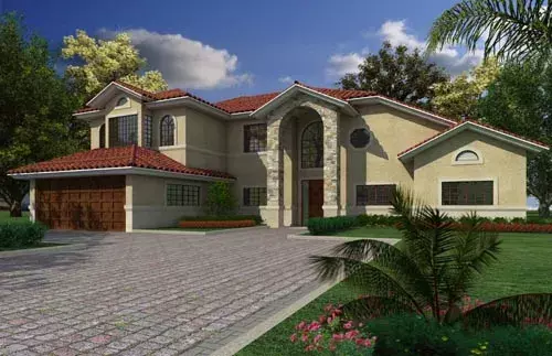 Florida house plans 37-136 - front exterior, 3,110 sq ft, 4 bed, 2 bath house plans | Monster House Plans