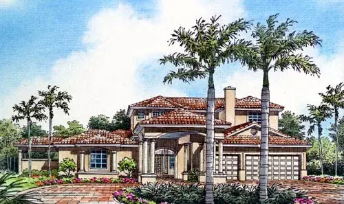 Florida house plans 37-137 - front exterior, 3,117 sq ft, 4 bed, 3 bath house plans | Monster House Plans