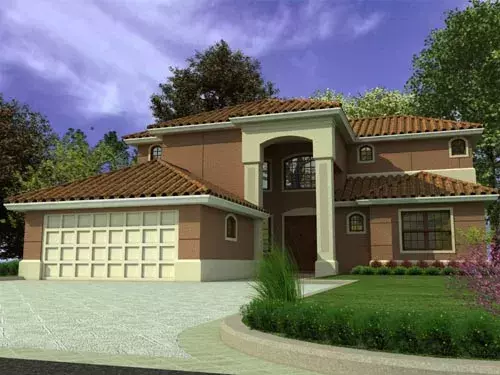 Mediterranean house plans 37-139 - front exterior, 3,250 sq ft, 5 bed, 3 bath house plans | Monster House Plans