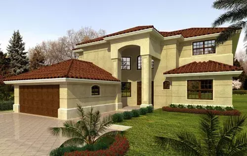 Mediterranean house plans 37-142 - front exterior, 3,543 sq ft, 5 bed, 3 bath house plans | Monster House Plans