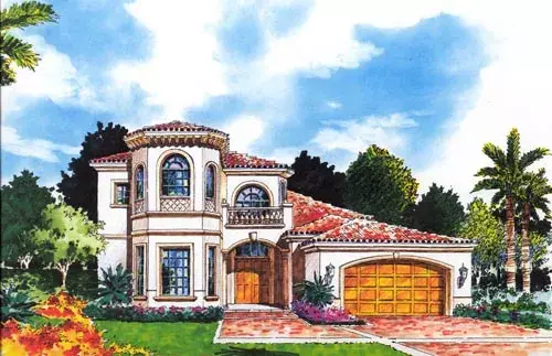 Italian house plans 37-145 - front exterior, 3,722 sq ft, 4 bed, 3 bath house plans | Monster House Plans