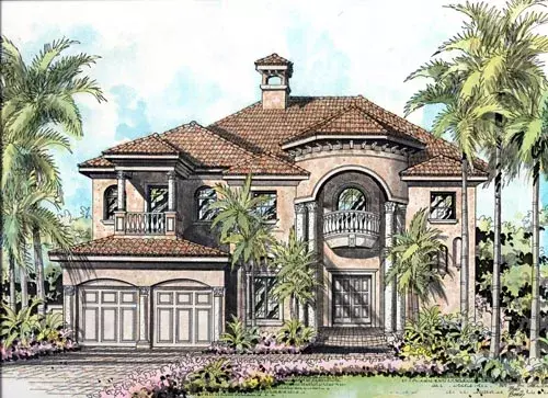 Mediterranean house plans 37-149 - front exterior, 4,073 sq ft, 4 bed, 3 bath house plans | Monster House Plans