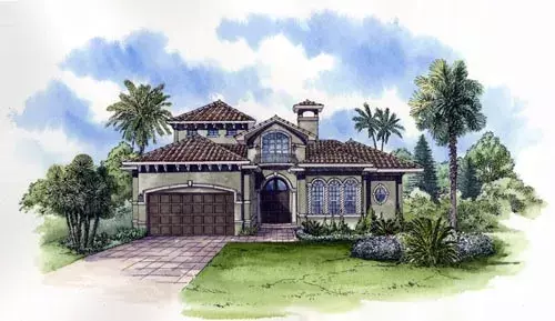 Mediterranean house plans 37-150 - front exterior, 4,106 sq ft, 4 bed, 3 bath house plans | Monster House Plans