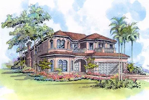 Mediterranean house plans 37-151 - front exterior, 4,224 sq ft, 5 bed, 4 bath house plans | Monster House Plans