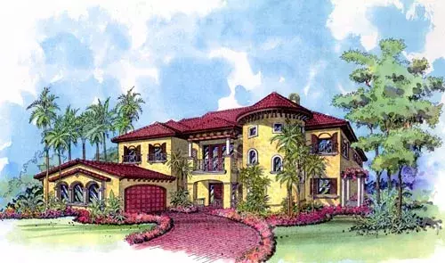 Mediterranean house plans 37-154 - front exterior, 4,375 sq ft, 5 bed, 5 bath house plans | Monster House Plans