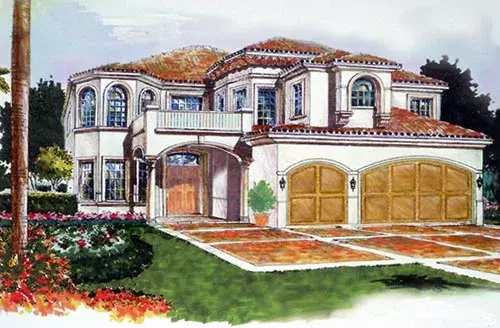Mediterranean house plans 37-156 - front exterior, 4,699 sq ft, 6 bed, 5 bath house plans | Monster House Plans