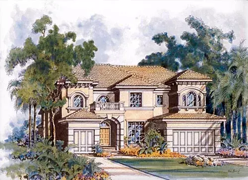 Mediterranean house plans 37-160 - front exterior, 4,779 sq ft, 5 bed, 5 bath house plans | Monster House Plans