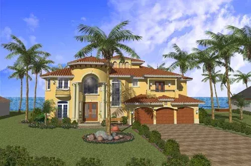 Mediterranean house plans 37-162 - front exterior, 5,016 sq ft, 5 bed, 5 bath house plans | Monster House Plans