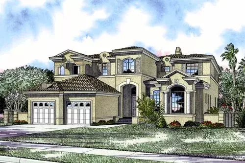 Mediterranean house plans 37-164 - front exterior, 5,076 sq ft, 6 bed, 5 bath house plans | Monster House Plans