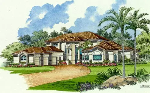 Mediterranean house plans 37-165 - front exterior, 5,088 sq ft, 6 bed, 4 bath house plans | Monster House Plans