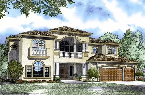 Mediterranean house plans 37-166 - front exterior, 5,110 sq ft, 6 bed, 4 bath house plans | Monster House Plans